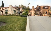 Photos after the Los Angeles fires in January 2025 show many yards where vegetation didn’t burn while neighboring houses did. 
(Chris Pizzello / AP Photo)