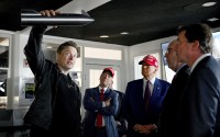President-elect Donald Trump listens as Elon Musk explains the operations ahead of the launch of the sixth test flight of the SpaceX Starship rocket, Nov. 19, 2024, in Boca Chica, Texas. 
(Brandon Bell / Pool via AP)