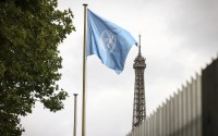 The UNESCO flag flies at its headquarters Tuesday, July 22, 2025 in Paris. 
(Thomas Padilla / AP Photo)