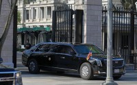 President Donald Trump's limo exits the White House en route to the Supreme Court, Wednesday, April 1, 2026, in Washington. 
(Mark Schiefelbein / AP Photo)