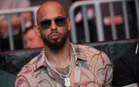 Andrew Tate arrives before President Donald Trump to attend UFC 327 at Kaseya Center, Saturday, April 11, 2026, in Miami. 
(Julia Demaree Nikhinson / AP Photo, Pool)