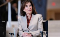 New York Governor Kathy Hochul participates in a ribbon cutting ceremony at the new JPMorgan Chase offices in New York, Oct. 21, 2025. 
(Seth Wenig / AP Photo)