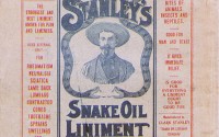 This image provided by the National Library of Medicine shows part of an advertisement for Clark Stanley's Snake Oil Liniment, circa 1905. 
(NLM via AP)