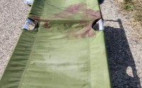 In this photo obtained by The Associated Press, blood stains a stretcher at Port Shuaiba in Kuwait on March 1, 2026, after an Iranian drone strike killed multiple U.S. soldiers and injured dozens more. 
(AP Photo)