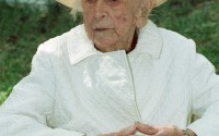 Marjory Stoneman Douglas, grand old dame of the Everglades, shown at her 102nd birthday in 1992, died in Miami, Fla., Thursday, May 14, 1998, at the age of 108.  In 1947, she helped lead the successful push to have nearly 1.6 million acres designated as Everglades National Park. 
(Lynne Sladky / AP Photo)