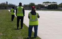 The Flight Team from the University of Nebraska at Omaha practices a precision landing event at the Fremont Municipal Airport weeks before the National Intercollegiate Flying Association’s SAFECON event in May. 
(Lily Smith / Flatwater Free Press)