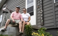 Coby and Maggie Smallridge moved into their two-bedroom rental house in Louisville two years ago. The couple tried looking for a home to buy but struggled to find anything livable in their budget. 
(Lily Smith / Flatwater Free Press)