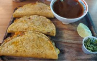 The Fabulous quesa-birria! Made from a secret family recipe. There is of course the broth which is to be used to dip the taco in, as well as the lime (which should absolutely be used in the taco and in the broth!)
(Austin Petak / The Daily Record)