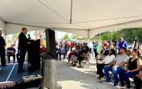 Jorge Ernesto Espejel Montes, the Mexican Consul serving Nebraska, speaks at the groundbreaking event for the Global Market. 
(Cindy Gonzalez / Nebraska Examiner)