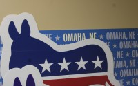 Cutouts at an Omaha office of the Nebraska Democratic Party on April 3, 2026. 
(Juan Salinas II / Nebraska Examiner)