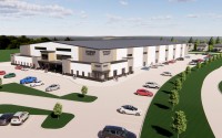 Proposed Nebraska for Volleyball (N4VB) youth-centric volleyball complex that is to be financed largely by a state tax incentive, or “turnback tax,” requires buy-in from Lincoln voters on the Nov. 3 general election ballot. This is a southwest view of the facility that would rise at 30th Street and Folkways Boulevard. 
(Rendering courtesy of Davis Design)