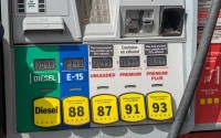 Fuel options at a Sioux Falls, South Dakota, gas station on Aug. 22, 2025. The nationwide average price of a gallon of gas was $4.55 May 22, 2026, up from $3.20 a year ago. The steep increase has turned some lawmakers’ attention to alternative fuels like ethanol. 
(John Hult / South Dakota Searchlight)