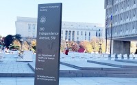 The Hubert H. Humphrey Building, the headquarters of the U.S. Department of Health and Human Services in Washington, D.C., as seen on Nov. 23, 2023.
 (Jane Norman / States Newsroom)