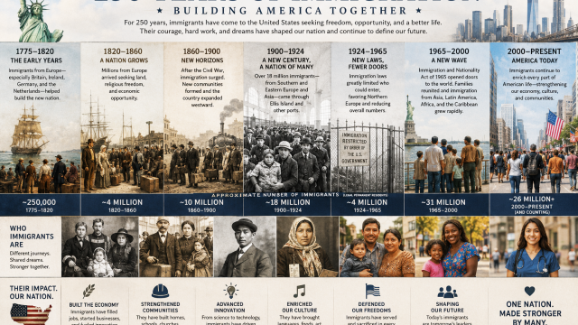 A look at 250 years of American immigration. 
(Image created by Tim Trudell using ChatGPT)
