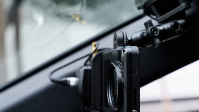A small detection camera – which uses AI to detect road hazards and potholes – is seen mounted inside a parking enforcement vehicle, in San Jose, Calif., Wednesday, Nov. 12, 2025. 
(Godofredo A. Vásquez / AP Photo)