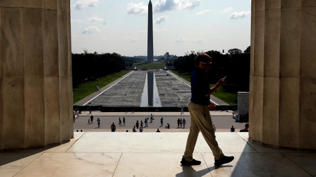 The Washington Monument is seen in the background of the now drained Lincoln Memorial Reflecting Pool, Wednesday, July 29, 2026, in Washington.
(Rahmat Gul / AP Photo)