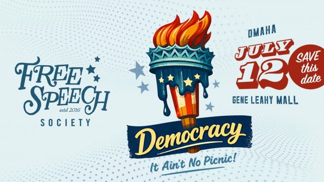 “Democracy – It Ain’t No Picnic: A Traditional Celebration for America’s 250th Birthday,” sponsored by the Free Speech Society, will be held from 4 to 9 p.m. July 12 on the Gene Leahy Mall. 
(Courtesy of the Free Speech Society)