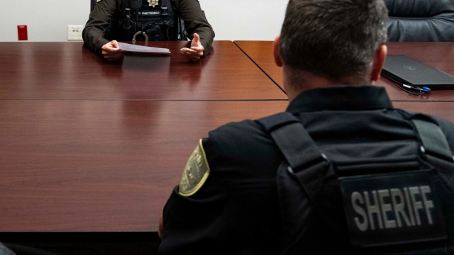 Both the Douglas County Sheriff's Office and the Omaha Police Department provide school resource officers to Omaha-area schools. Law enforcement officials say they are needed to keep students and teachers safe. Critics say SROs may be used too often to handle discipline that should be addressed by school staff.
(Lily Smith / Flatwater Free Press)