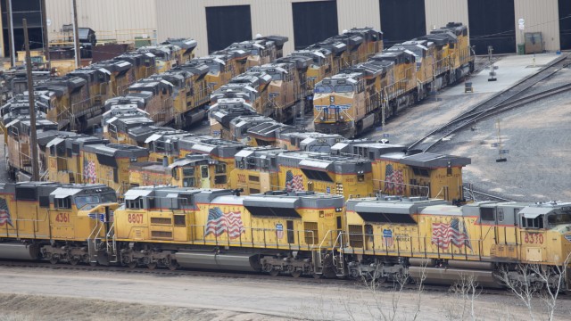 Union Pacific’s Bailey Yard in North Platte, the largest rail yard in the world, handles roughly 14,000 rail cars every day. The railroad company, which is headquartered in Omaha, is already one of the country’s largest. Now, Union Pacific is seeking a merger that would give it control of more than 40% of rail freight traffic in the United States.
(Christopher Turley / Flatwater Free Press)