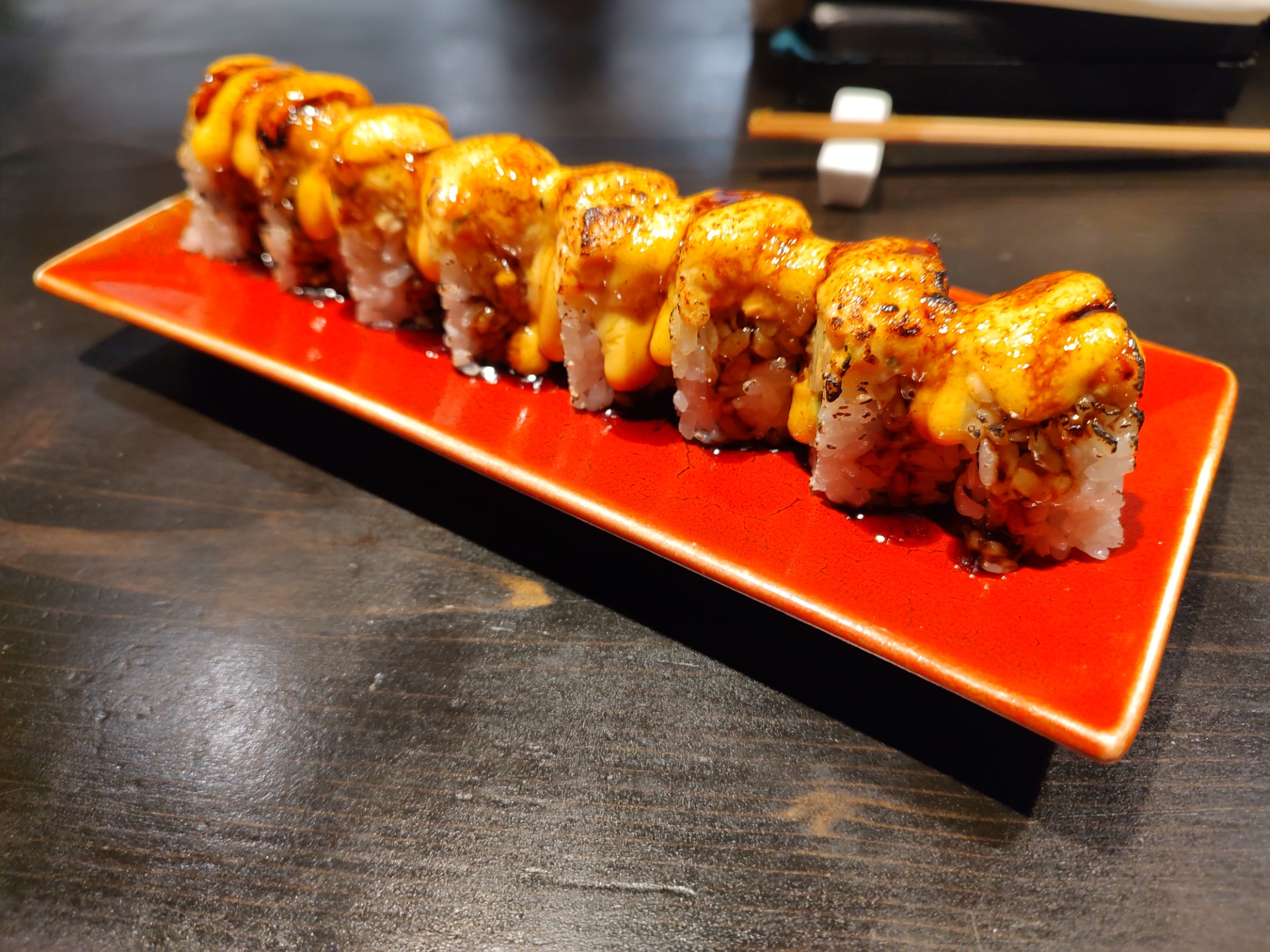 Each bite was scandalous in the Sweet/sour, hot/cold Simba sushi platter.<br />(Austin Petak / The Daily Record)
